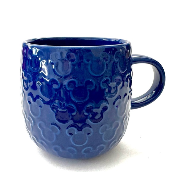 Disney Coffee Mug Raised Mickey Icons Homestead Cobalt Blue 16oz - NWT - Picture 2 of 9